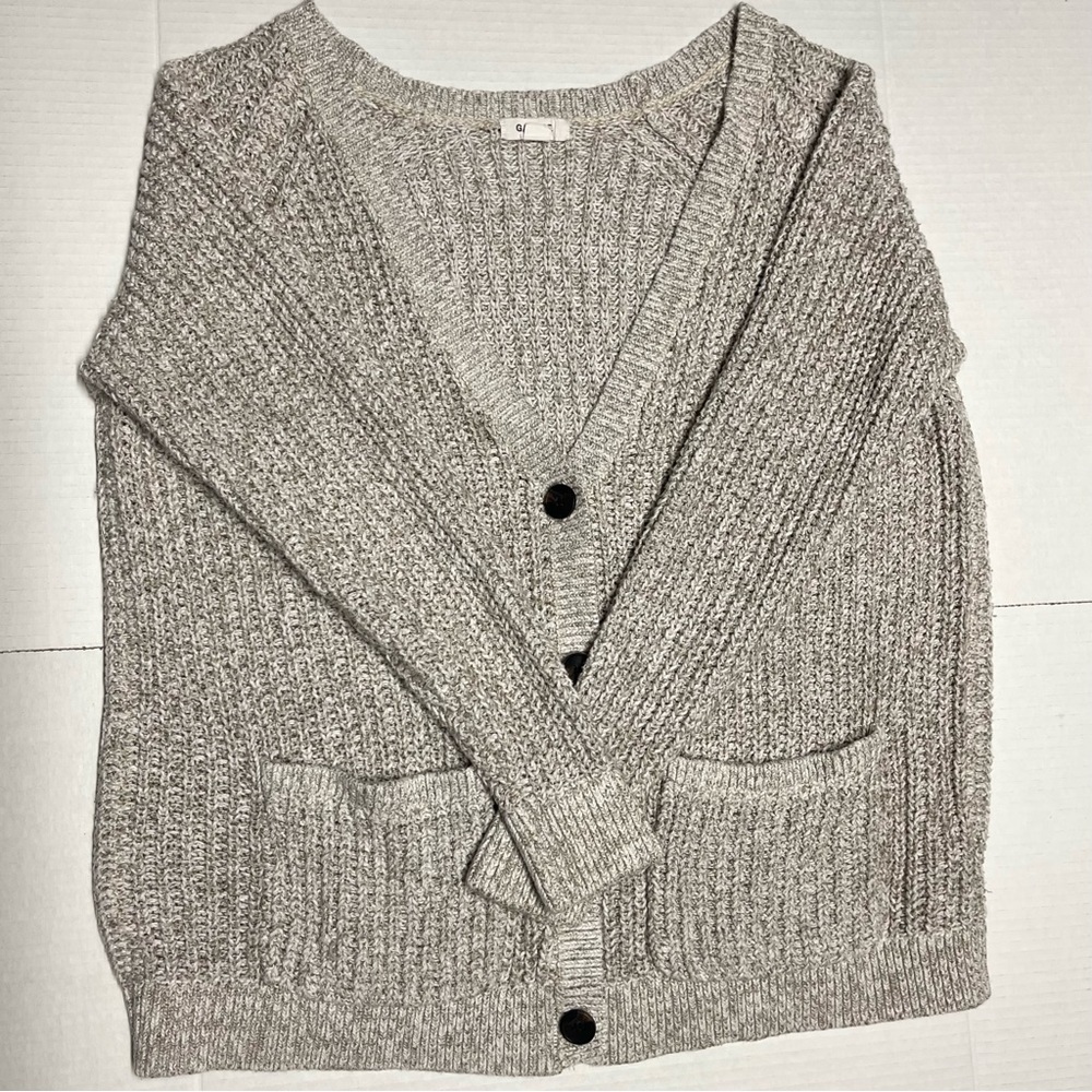 Garage Women's Beige Knit Cardigan Sweater - Picture 2 of 8